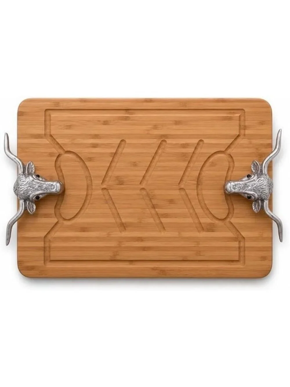 Arthur Court Longhorn Carving Board Bamboo Wood Aluminum 20” x 13” NIB